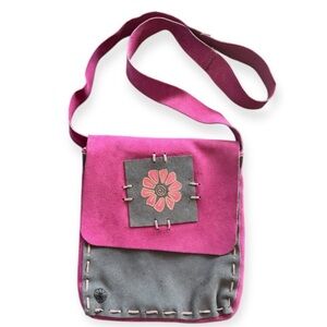 Suede tribu Unique Handmade Crossbody Boho Flower Whimsigoth small Messenger Bag